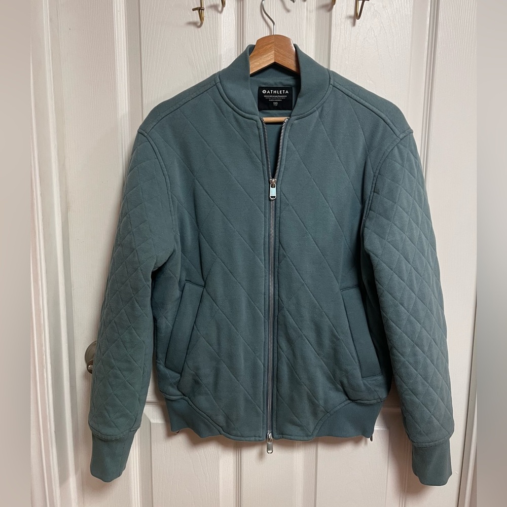 Athleta Women's Sage Green Quilted Bomber Jacket - Picture 7 of 14